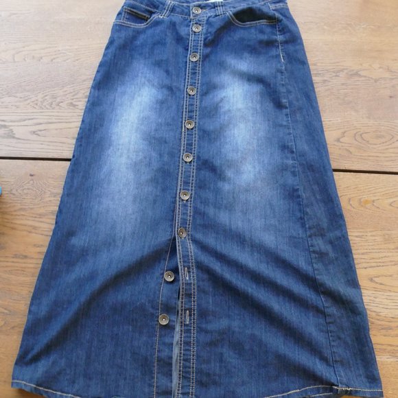 Paris Blues 5 Pocket Jean Maxi Button Front Skirt - Picture 8 of 8